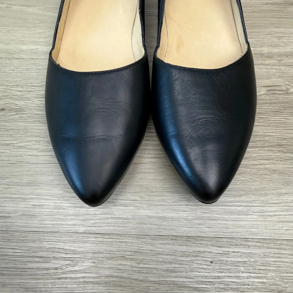 NEW Paul Green Black Point Toe Ballet Flats Leather Minimalist Comfort Size 9